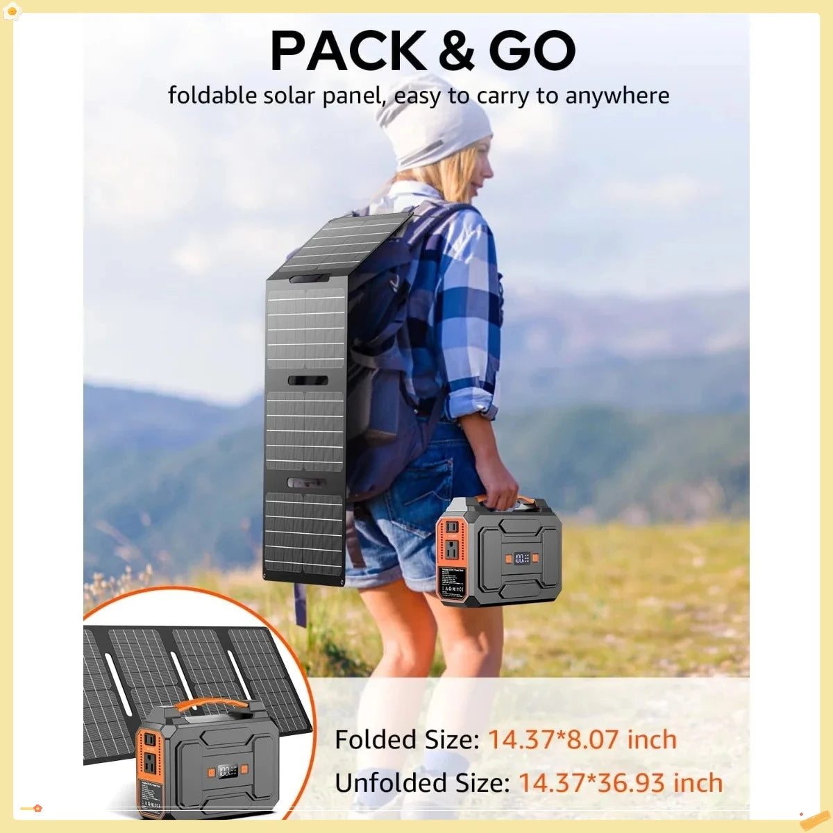 146Wh Off-Grid Solar Generator, 200W Peak with 40W Panel for Camping, Outdoor Adventure, RV & Travel