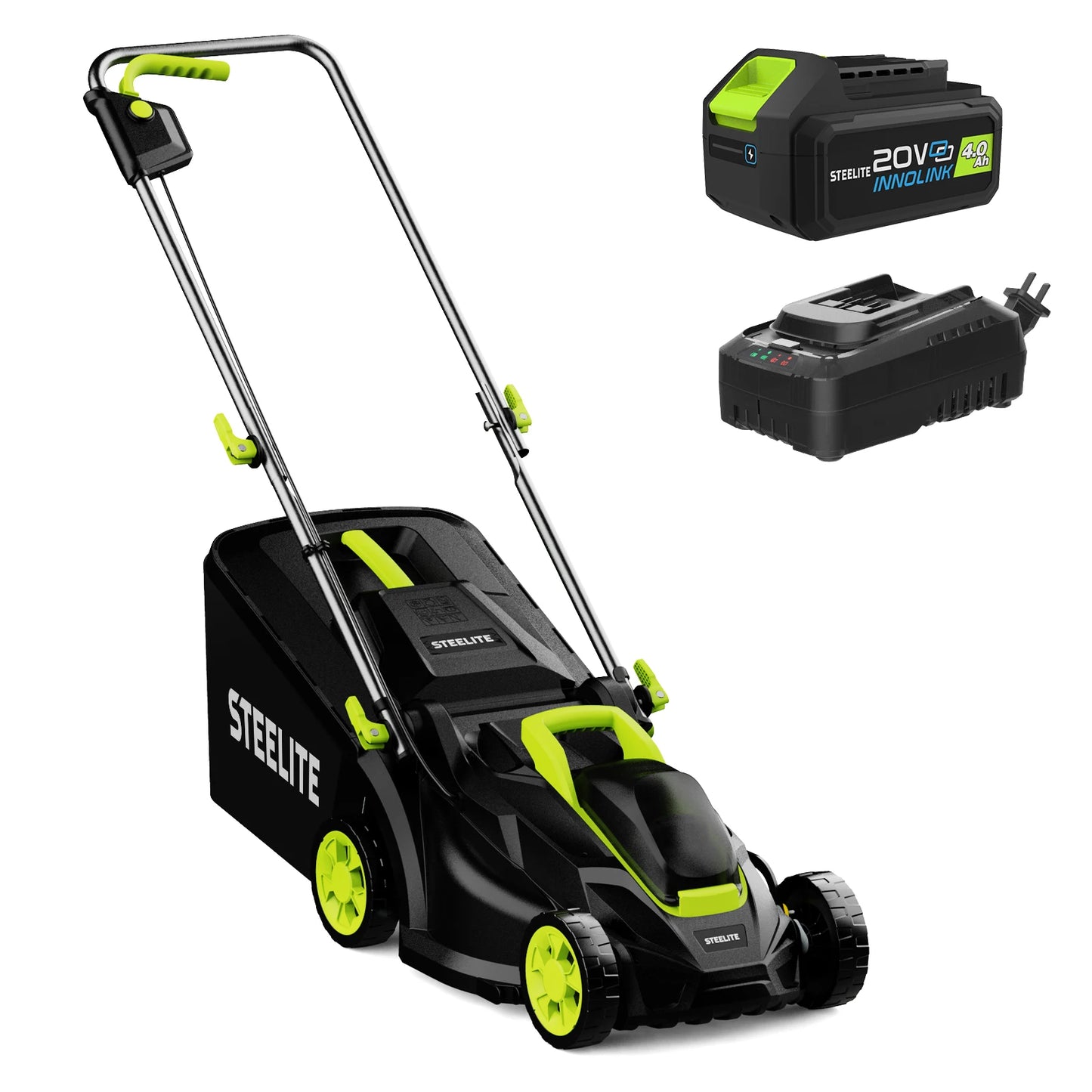 Deli 13" Electric Lawn Mower, 2-in-1 Lightweight Cordless Lawn Mower Brushless with 21V 4.0Ah Battery and Charger