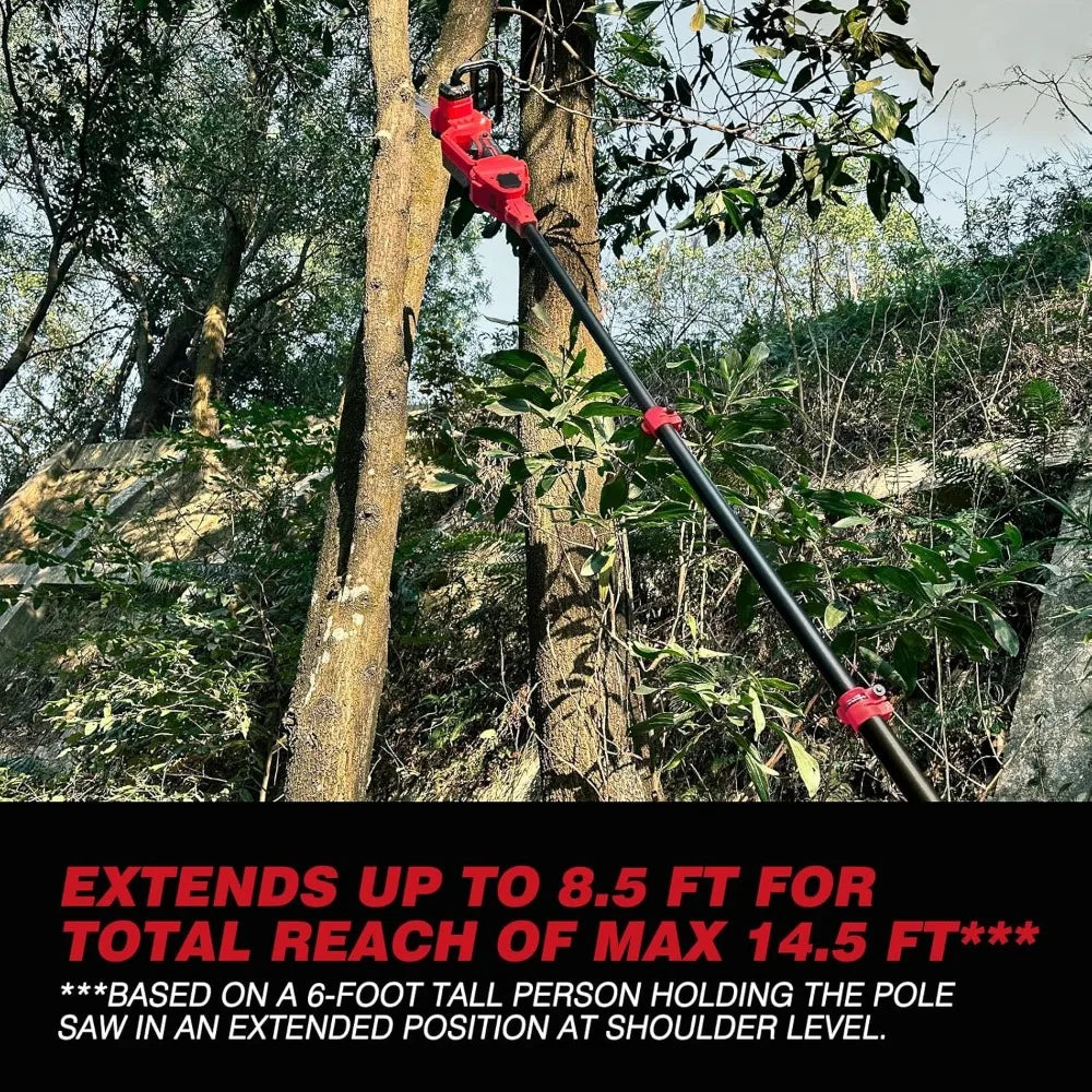 2-IN-1 Cordless 10-Inch Pole Saw And Chainsaw Compatible with Milwaukee M18 18V Battery, Total Reach of Max 15ft, Auto Oiling, E