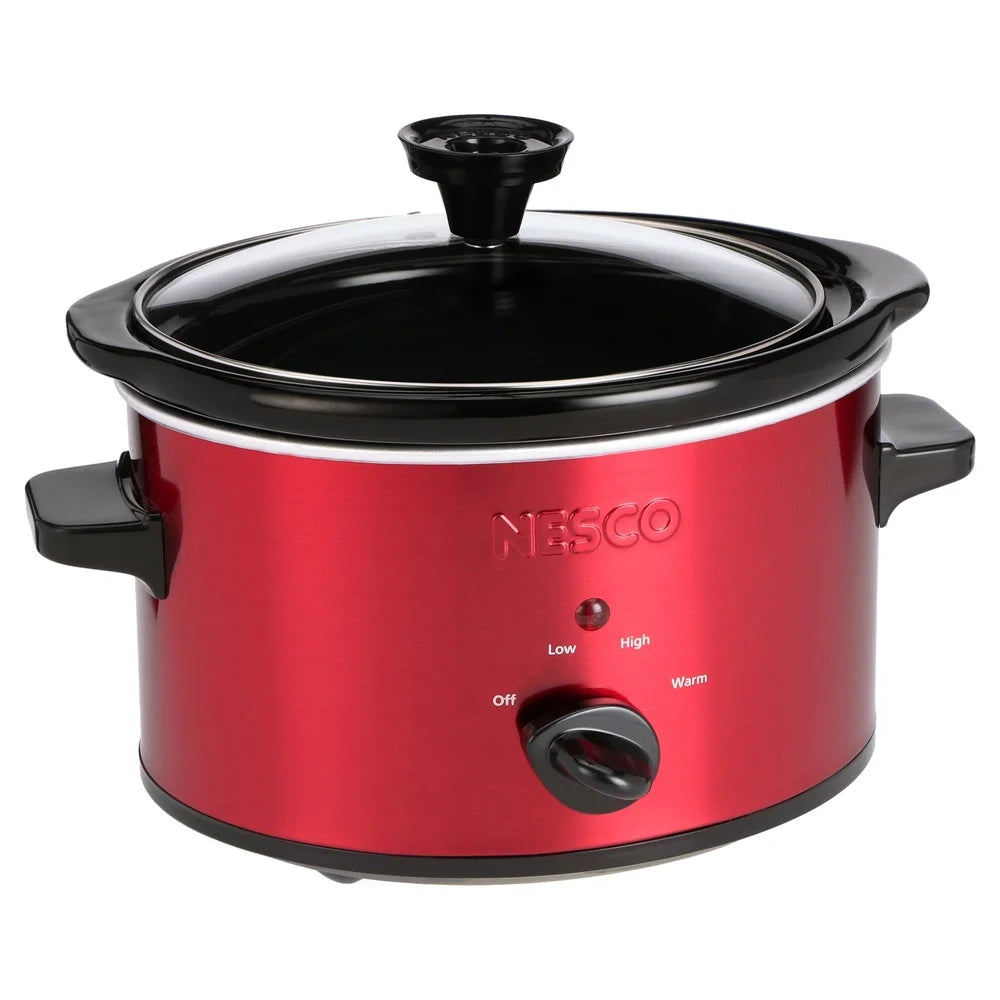 1.5 Quart Slow Cooker Oval Ceramic Crock with Tempered Glass Lid Adjustable Temperature Control Non-Stick Energy Efficient Meals