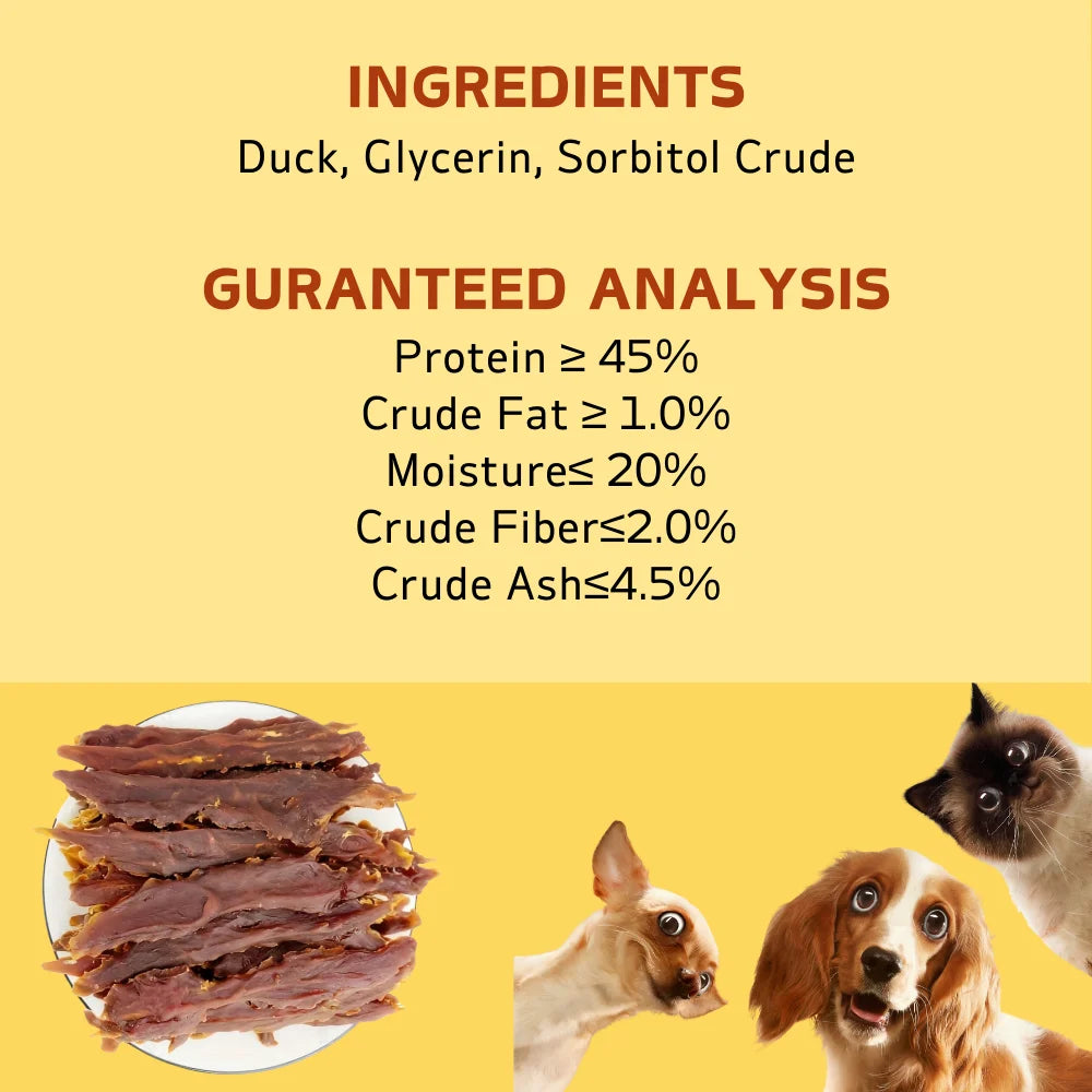 200g/400g(7.05oz/14.1oz) Duck Jerky Dog Treats For Small, Medium, Large Dog, Made With Real Pure Duck - Healthy