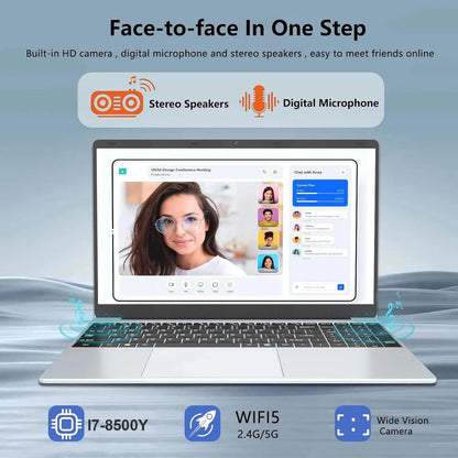 2025 15.6" Windows 11 Pro Laptop Computer Intel Core i7 8500Y 16GB 1TB Laptops Office Computer Fingerprint Unlock Notebook PC