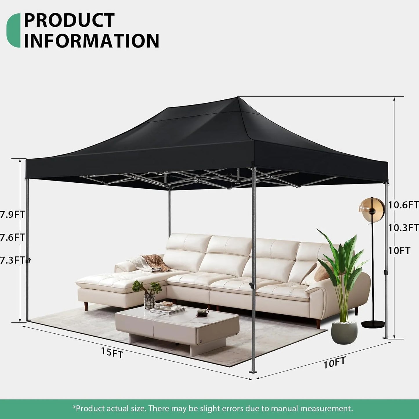 10'x15' Commercial Grade Pop Up Canopy, Heavy Duty Party Tent with 300lb Load Capacity, Waterproof Outdoor Event Shelter