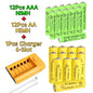 Skywolfeye 30pcs/24pcs/18pcs/12pcs/6pcs AA AAA NiMh 1.2V 700mah Rechargeable Battery Set with 6 Slot Battery Charger
