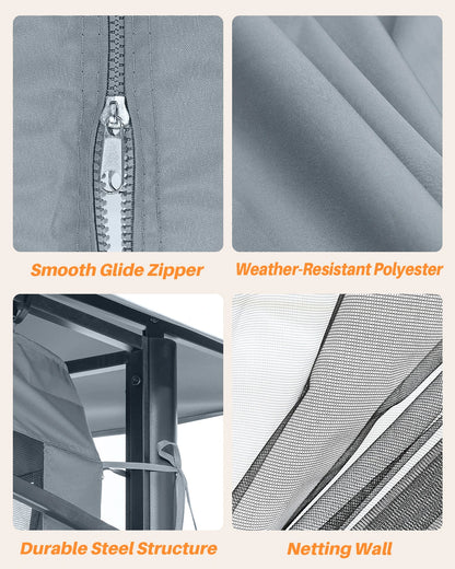 SeeHill 10' x 12' Metal Patio Gazebo with Double Roof, Mosquito Netting Outdoor Canopy Tent for Backyard or Garden Use