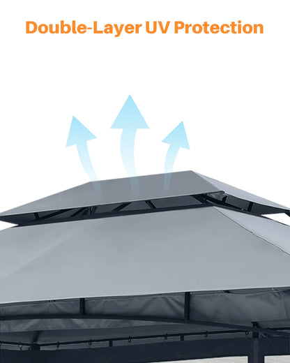 SeeHill 10' x 12' Metal Patio Gazebo with Double Roof, Mosquito Netting Outdoor Canopy Tent for Backyard or Garden Use