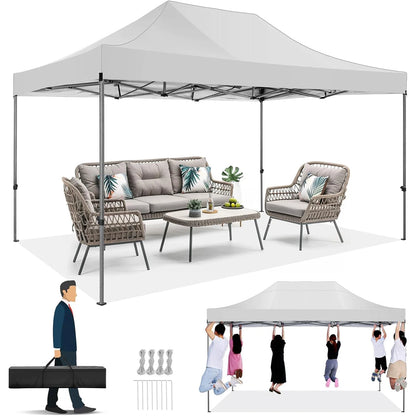 10'x15' Commercial Grade Pop Up Canopy, Heavy Duty Party Tent with 300lb Load Capacity, Waterproof Outdoor Event Shelter