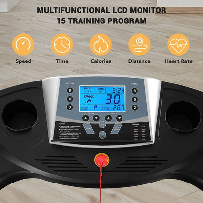 Treadmill with Auto Incline Folding Electric Running Machine 17'' Electric Treadmills 2.5HP/8.5MPH with 15 Training Programs