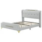 Queen Size Leather Bed Frame With Wingback Headboard & Footboard PU Upholstered Platform Bed Solid Wooden Slats Support