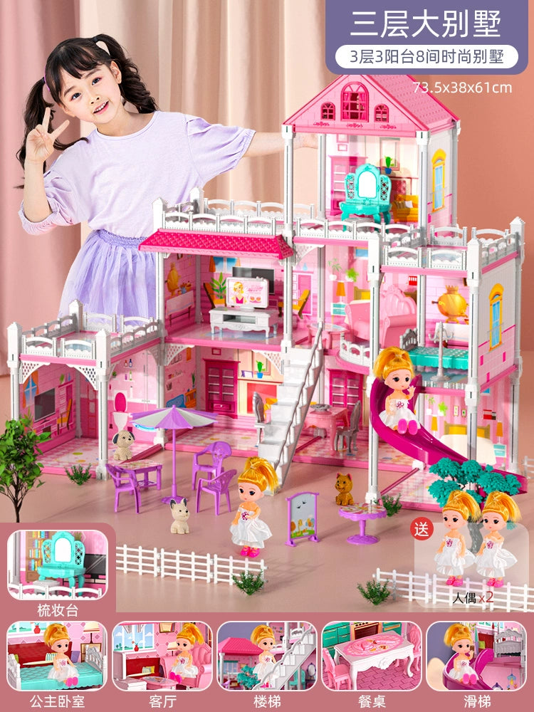 Kids Toy Play House Girl Little Princess House Girl Castle Doll House Birthday Gift over 3 Years Old 6