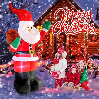 Backpack Santa Claus Christmas Decoration Inflatable Toys With LED Light 1.8M Inflatable Model Holiday Gift Indoor Outdoor Decor
