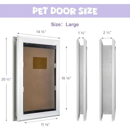 Durable Pet Door with Aluminum Frame and Automatic Closing Magnetic Flap for Large Dogs and Pets Ideal for Interior and Exterio