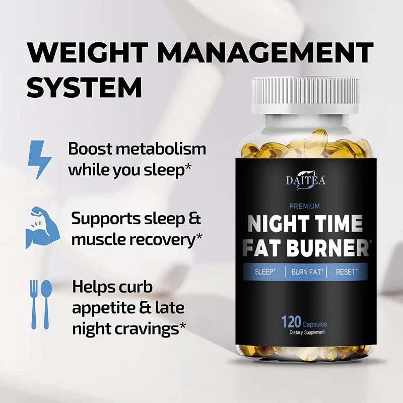 Nighttime Fat Burner Supplement - Supports Cardiovascular and Digestive Health, Benefits Sleep Quality, Weight Management