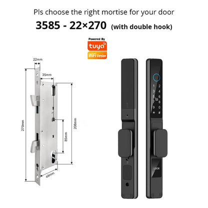 TUYA WIFI Waterproof Outdoor Fingerprint Lock APP RFID Card Password Keyless Smart Electronic Door Lock Aluminum/Glass Sliding