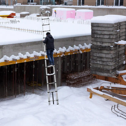 BRIEFNESS 6.2M/20.3FT Multi-Purpose Aluminium Telescopic Ladder W/Detachable Hooks&Extendable Steps,load capacity 150kg,No-slip