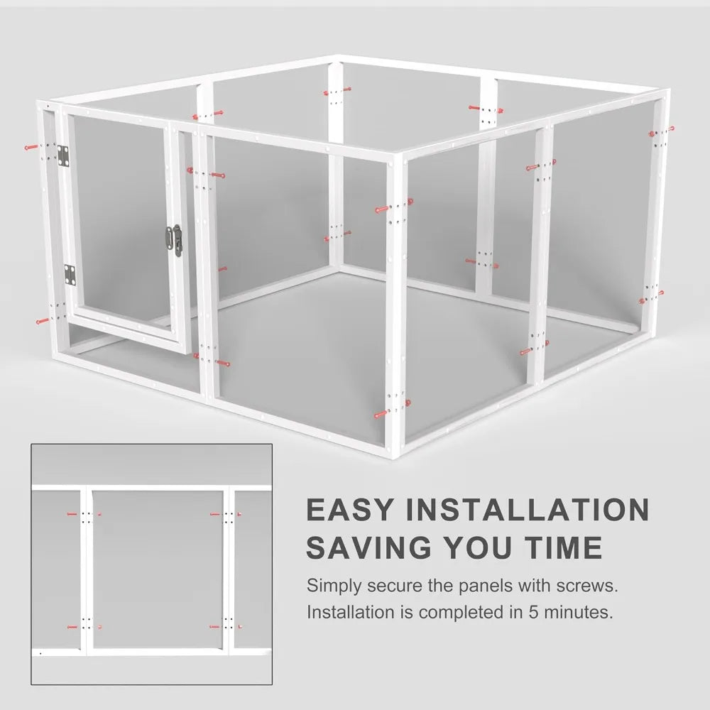Acrylic Dog Play Pen Indoor - 39 Inch 8-Panel Pet Enclosure for Small Dogs & Cats, Outdoor Use with Door, Easy Assemble