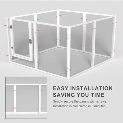 Acrylic Dog Play Pen Indoor - 39 Inch 8-Panel Pet Enclosure for Small Dogs & Cats, Outdoor Use with Door, Easy Assemble