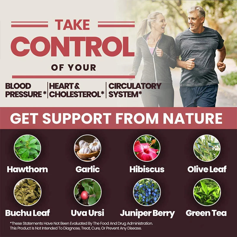 Blood Pressure Support Supplement - Supports Fat Metabolism, Blood Circulation, Healthy Brain, Heart, Blood Vessels