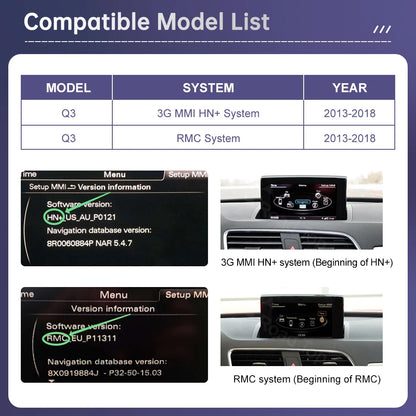 Road Top 12.3" Linux Screen Multimedia For Audi Q3 2013-2018 Wireless CarPlay Android Auto Airplay Car Radio Player