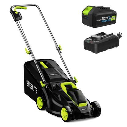 Deli 13" Electric Lawn Mower, 2-in-1 Lightweight Cordless Lawn Mower Brushless with 21V 4.0Ah Battery and Charger