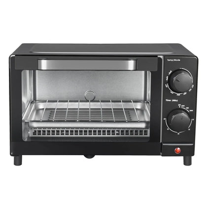 1050W 4-Slice Toaster Oven with 3 Settings Adjustable Timer Bake Broil Toast Space-Saving Design Includes Baking Rack Pan Easy