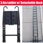 NEW! Stronger Black Telescopic Ladders 10.5FT-20.3FT Folding Aluminium with Detachable Hooks Extendable Steps Non-Slip Home Tool