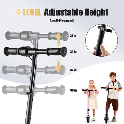 Electric Scooter for Kids Ages 6-14,180WMotor,Colorful Lights,Adjustable Height&Speed,LED Display,Foldable Scooter Idea Gift