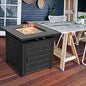 28 Inch Propane Fire Pit Table, Outdoor Gas Fire Pits with Lid & Lava Rock, 50000 BTU Firepit for Dinning, Party in Outside, Pat