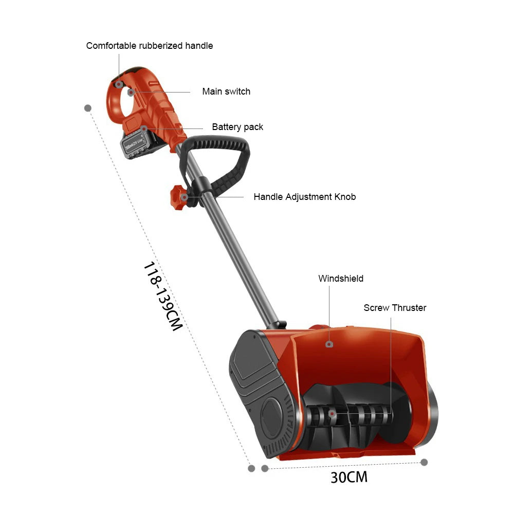 Foldable Lithium Snow Blower Cordless Snowplow Portable Hand Push Snow Clearer Small Cleaning Machine Snow Pusher