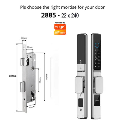 TUYA WIFI Waterproof Outdoor Fingerprint Lock APP RFID Card Password Keyless Smart Electronic Door Lock Aluminum/Glass Sliding