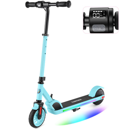 Electric Scooter for Kids Ages 6-14,180WMotor,Colorful Lights,Adjustable Height&Speed,LED Display,Foldable Scooter Idea Gift