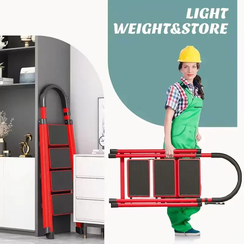 durable 3-4-5 step folding ladder with anti slip pedals,lightweight, industrial grade,space saving,high-capacity