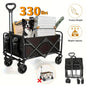 Foldable Wagon, 330/450LB Heavy Duty Foldable Utility Garden Wagon With Terrain Car storage car Wheels, Side Pockets, Portable C