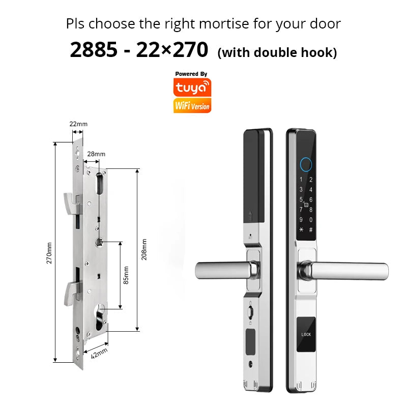 TUYA WIFI Waterproof Outdoor Fingerprint Lock APP RFID Card Password Keyless Smart Electronic Door Lock Aluminum/Glass Sliding