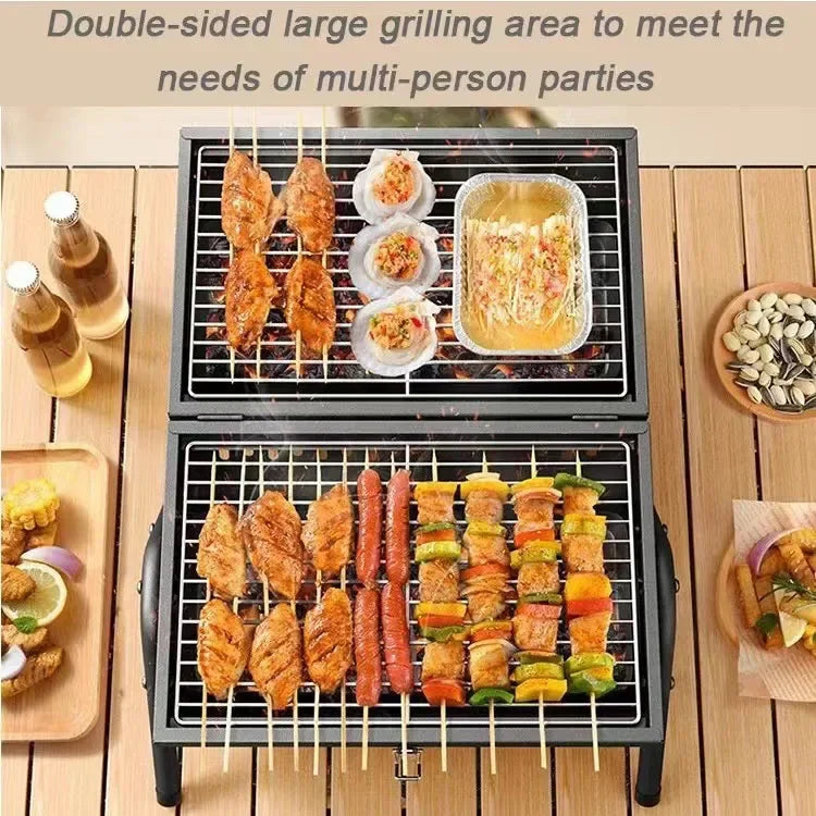 Portable Charcoal Grill Tabletop Outdoor Barbecue Smoker Small BBQ Grill for Outdoor Cooking Backyard Camping Picnics Beach