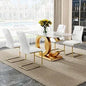 Modern Dining Table Set for 4 ，5 Piece Dining Table Chairs Set for 4,Glass Table Top and MDF Base，Rectangular Dining Room Table