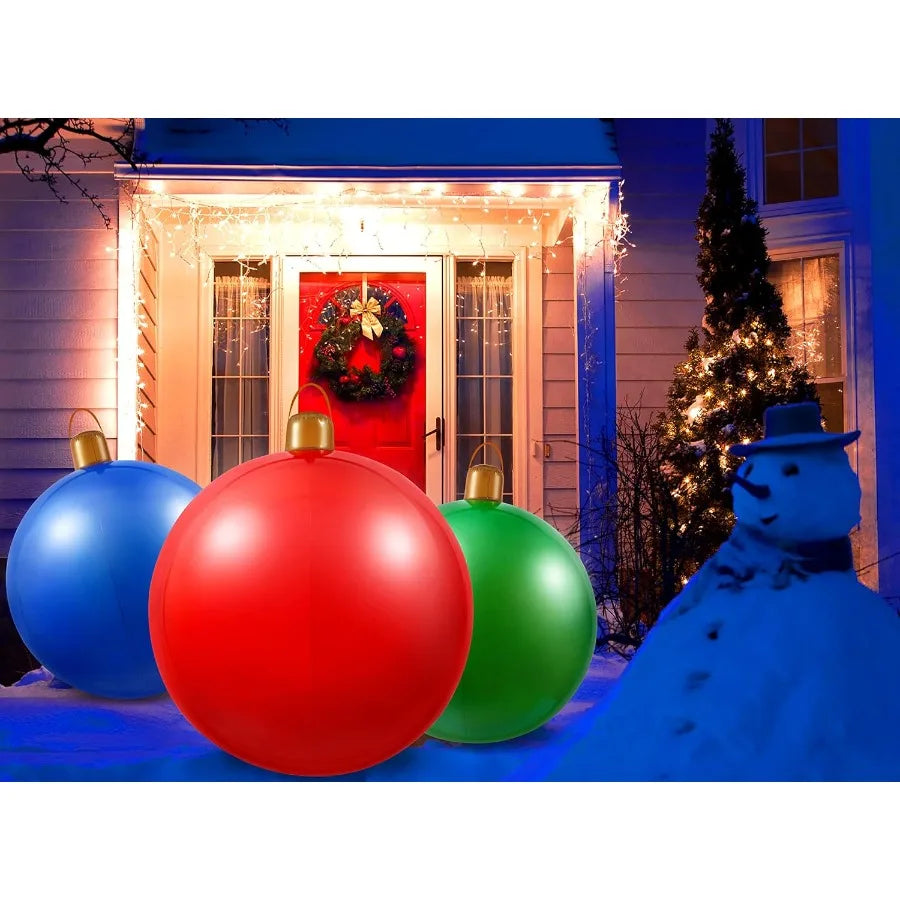 3PCS Outdoor Christmas Decorations Yard Inflatable Christmas Balls for Xmas Winter New Year Holiday Tree Ornaments Lawn Porch I
