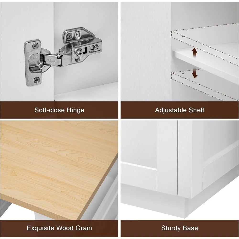 82.7" Kitchen Island with Extendable Dining Table for 2-6 Person, Portable Island Table with Double-sized Storage, Power Outlet,