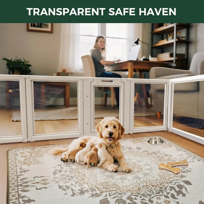 AuraSpace Acrylic Indoor Dog Playpen for Puppies and Small Dogs, 24 Inch, 8 Panels, White