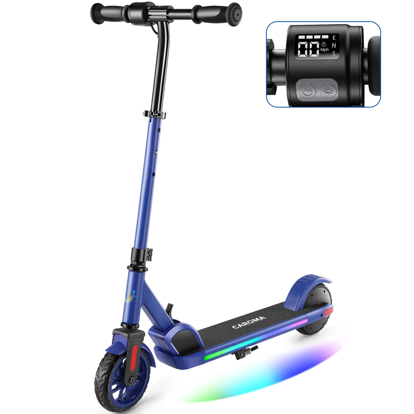 Electric Scooter for Kids Ages 6-14,180WMotor,Colorful Lights,Adjustable Height&Speed,LED Display,Foldable Scooter Idea Gift
