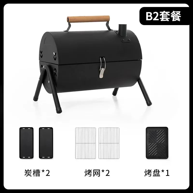 Portable Charcoal Grill Tabletop Outdoor Barbecue Smoker Small BBQ Grill for Outdoor Cooking Backyard Camping Picnics Beach