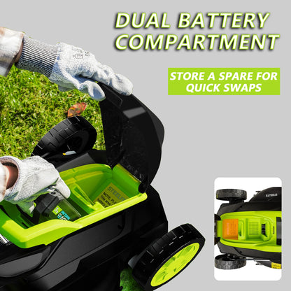 Deli 13" Electric Lawn Mower, 2-in-1 Lightweight Cordless Lawn Mower Brushless with 21V 4.0Ah Battery and Charger