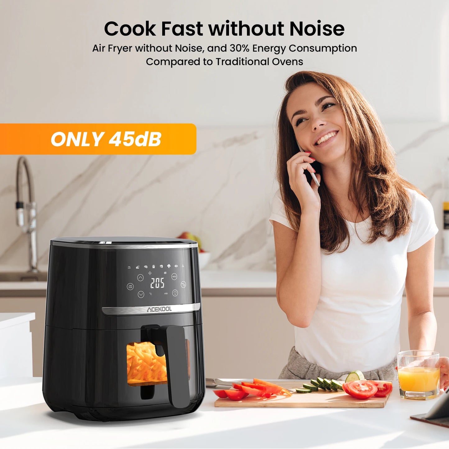 5 Quart Digital Display Air Fryer 8 Cooking Presets