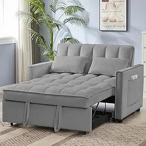 Loveseat, 68.11" Corduroy Sleeper Chair Bed with USB Port, Cup Holders & Side Storage Pockets – 3-in-1 Foldable Sofa Bed for Guest Room