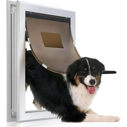Durable Pet Door with Aluminum Frame and Automatic Closing Magnetic Flap for Large Dogs and Pets Ideal for Interior and Exterio
