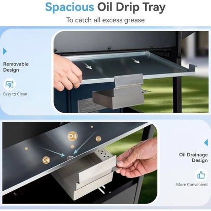 4 Burner BBQ Propane Gas Grill with Side Burner & Porcelain-Enameled Cast Iron Grates, 545 SQIN Grilling Area 42,000 BTUs BBQ