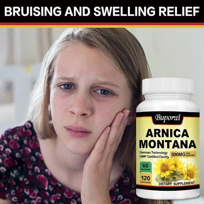 Arnica Montana Capsules - Suitable for Bruises and Swelling, Relieves Pain, Improves Mood, and Boosts Immunity - 120 Capsules