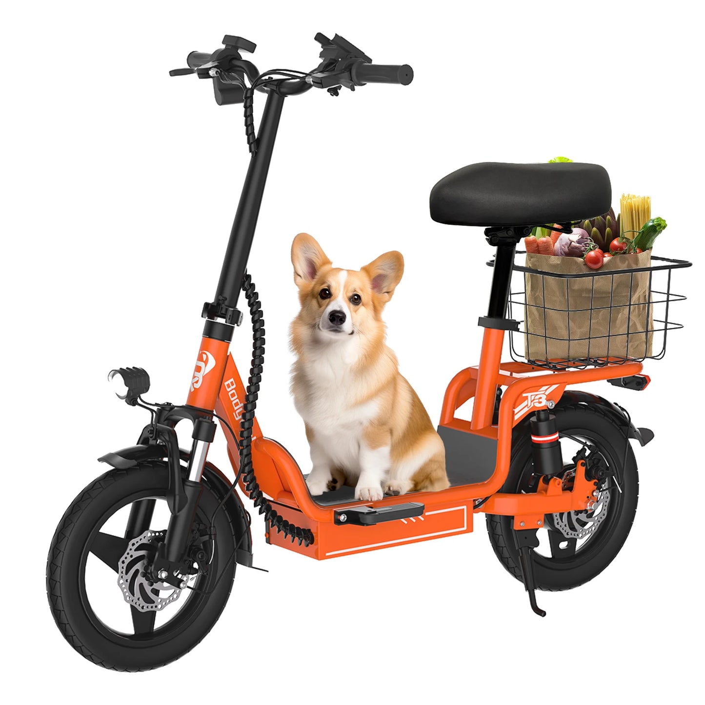Bodywel T3 Electric Scooter Adults with Seat, 14“ Foldable E Scooter with 1000W Peak Power, 20 MPH, 22-31Miles Range Disc Brake