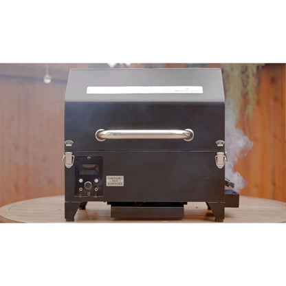 Freedom Stoves Portable Pellet Grill Smoker with Peaked Lid Smoke,Sear Includes 2 Meat Probes 8.5LB Hopper Capacity & Timer