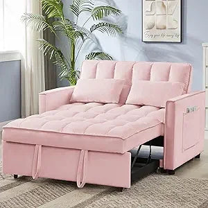 Loveseat, 68.11" Corduroy Sleeper Chair Bed with USB Port, Cup Holders & Side Storage Pockets – 3-in-1 Foldable Sofa Bed for Guest Room